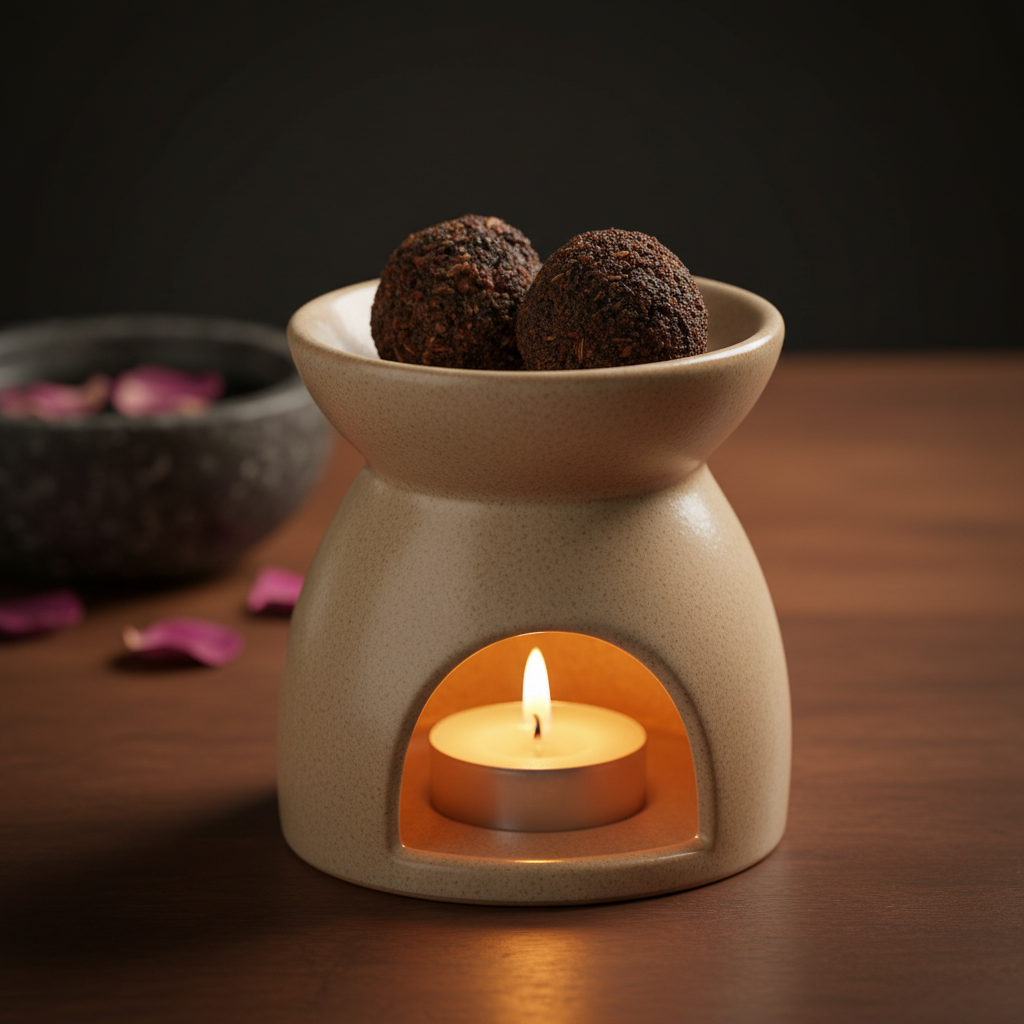 Kyphi balls in aroma burner